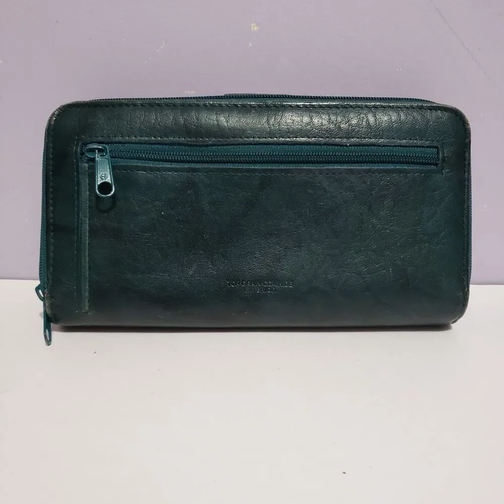 Buxton Genuine Leather Green Women's Zip Around Wallet 7